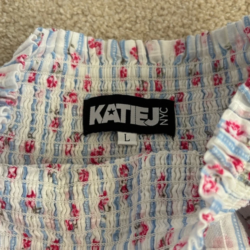 KatieJ NYC Girls' Marlee Smocked Floral Puff Sleeve Top & Brooke Skirt, size L